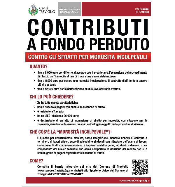 Treviglio: contributi a fondo perduto contro gli sfratti per morosità incolpevole – TreviglioTV