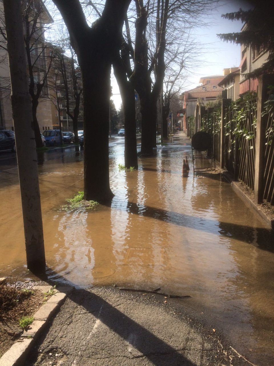 Si rompe un tubo, viale Piave allagato – TreviglioTV