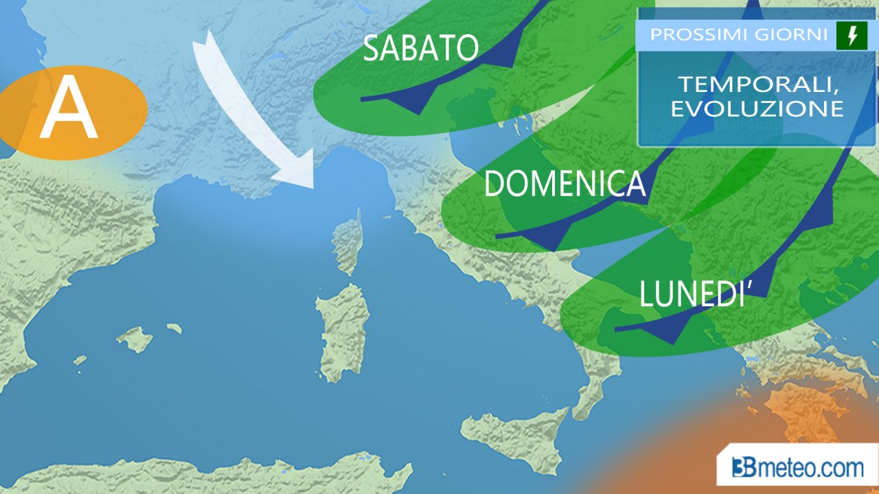 In arrivo aria fresca e veloci temporali da Nord a Sud