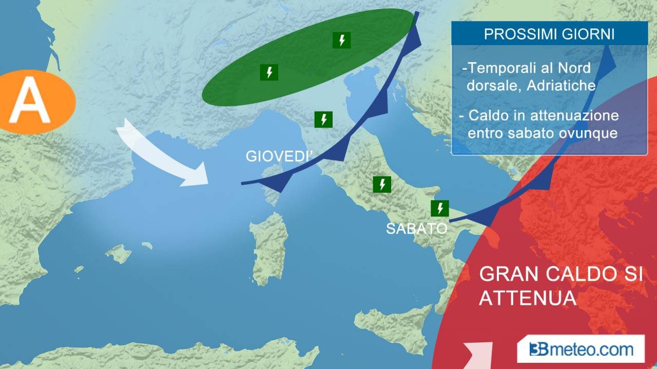 Il caldo ha le ore contate: temporali e temperature in picchiata