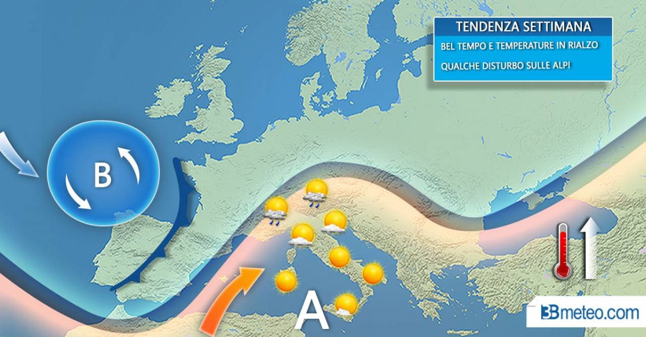 Meteo, in settimana rinforzo dell’alta pressione