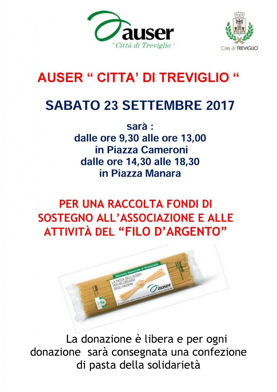 Auser in piazza con la “Pasta della solidarietà”