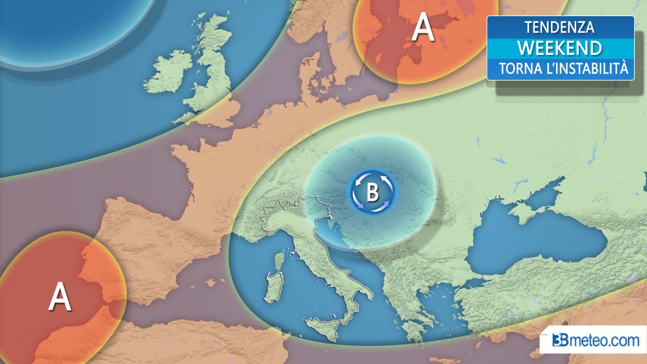 Meteo, nuova fase instabile: domenica probabili temporali