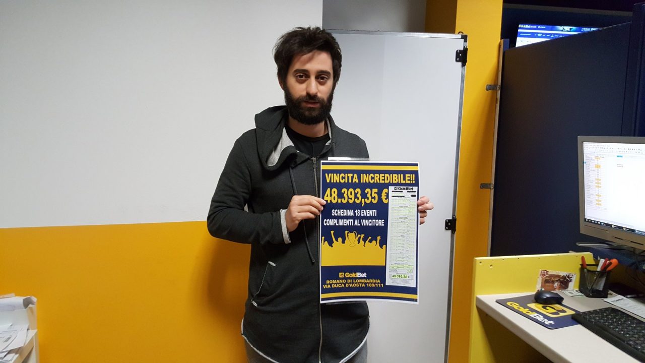 Maxi vincita, con una schedina da 12 euro ne vince 48mila