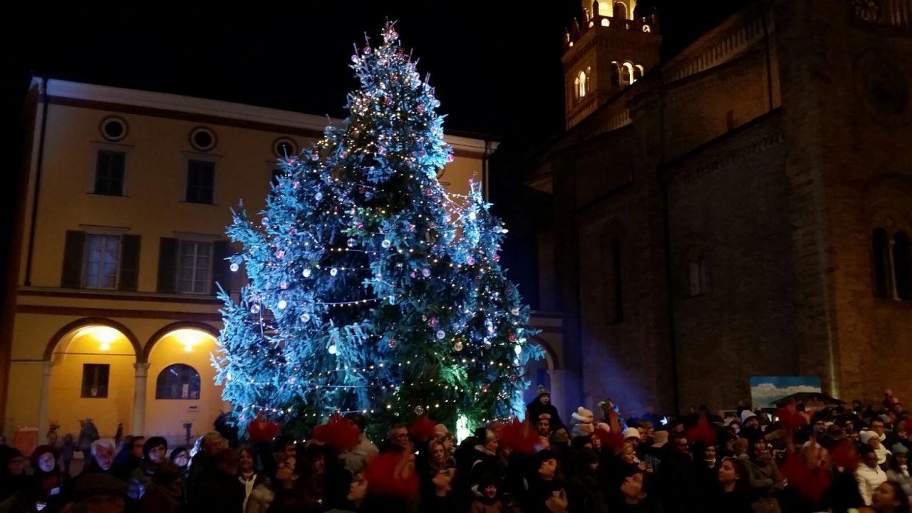Natale, acceso l’albero “Giorgione” in piazza FOTO