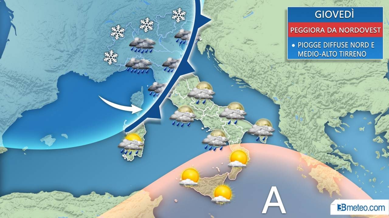 Tregua dall’inverno finita da giovedì torna il maltempo