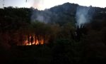 Incendio a Villa d'Adda sulle sponde del fiume FOTO VIDEO