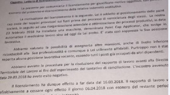 Operaio disabile licenziato da un robot