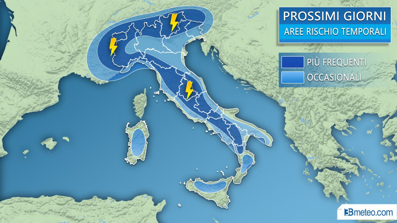 Tempo maggio instabile, raffica di temporali in arrivo