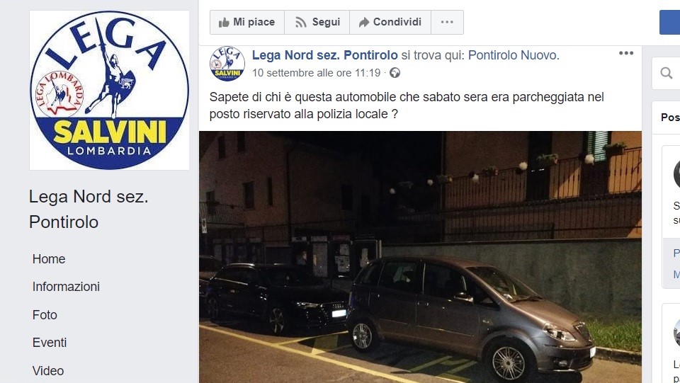 Parcheggio selvaggio a Pontirolo, sotto accusa anche il sindaco