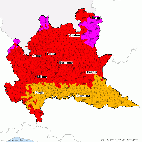 Allerta meteo per tempeste e raffiche di vento