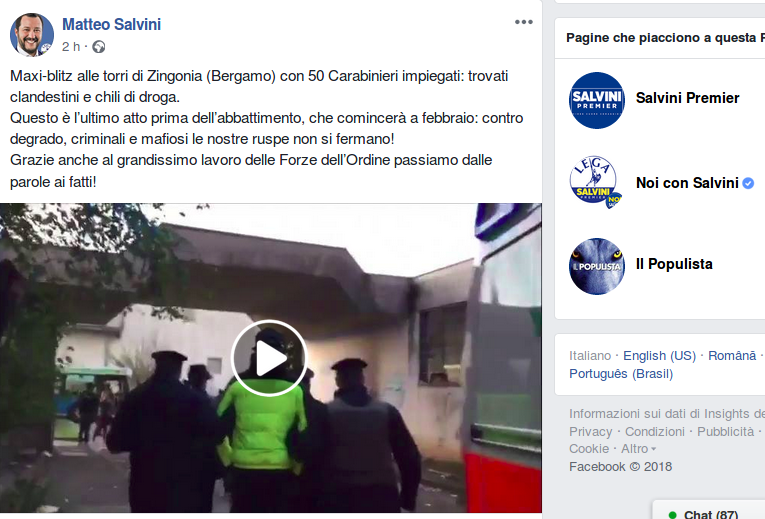 Salvini su Zingonia: “E’ l’ultimo atto” (e ci “ciula” un VIDEO)