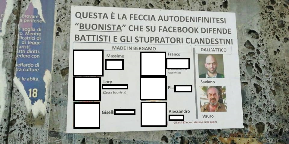 Lista di proscrizione appesa ai muri di Bergamo