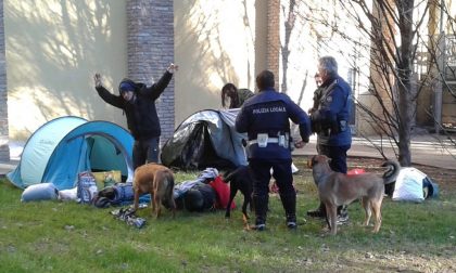 Tre ragazzi francesi si accampano in tenda nel parco della biblioteca