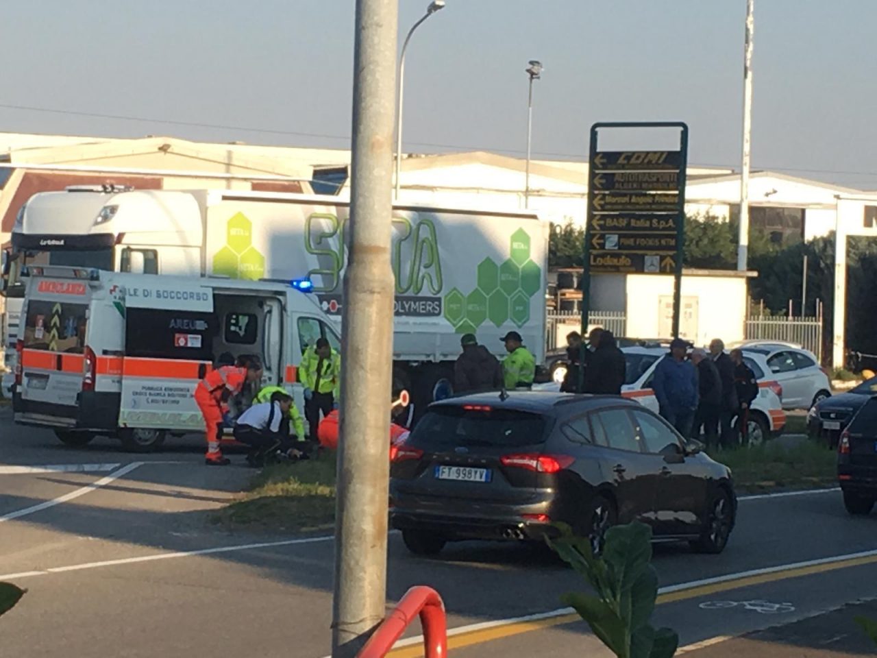 Incidente a Zingonia, ferito un 28enne