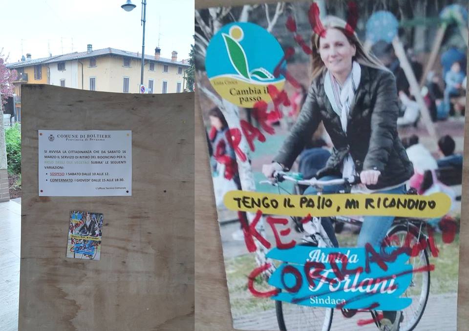 Scritta shock sul volantino della sindaca uscente: “Sparati”