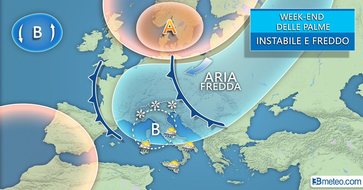 Weekend delle Palme con pioggia e freddo PREVISIONI METEO
