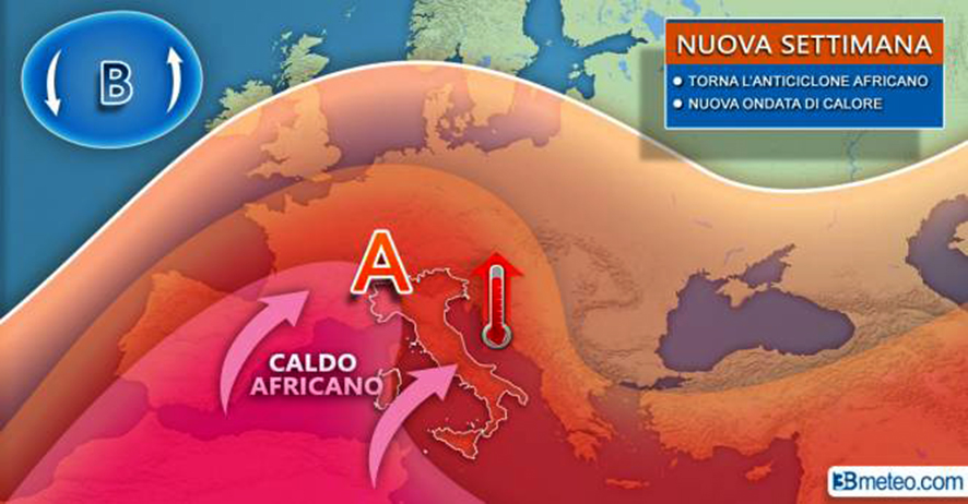 Rimonta l’anticiclone africano, picchi di temperature a 40°
