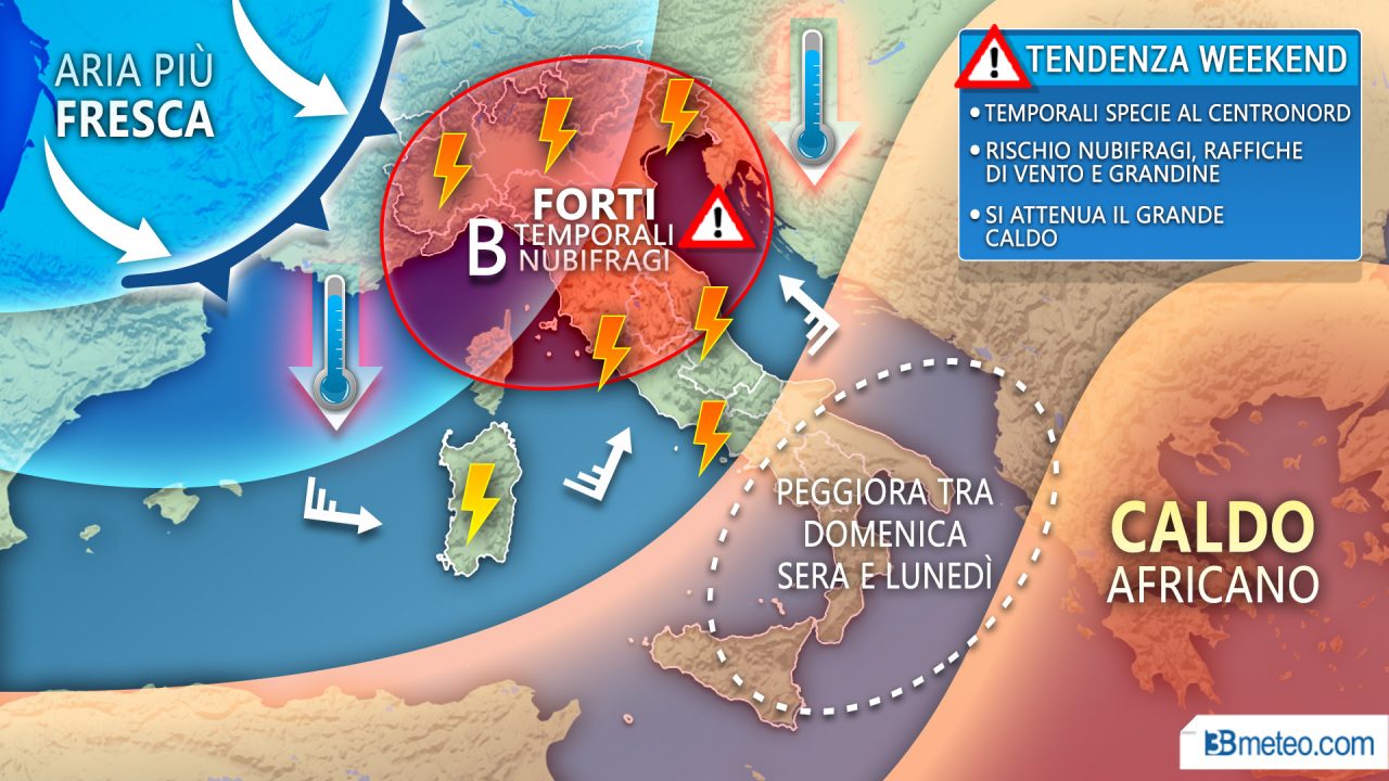 Perturbazione spazza-afa nel weekend METEO