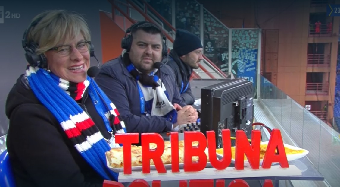 Alessandro Sorte e Fabio Ferla a Quelli del calcio (con l’ex ministra Pinotti).