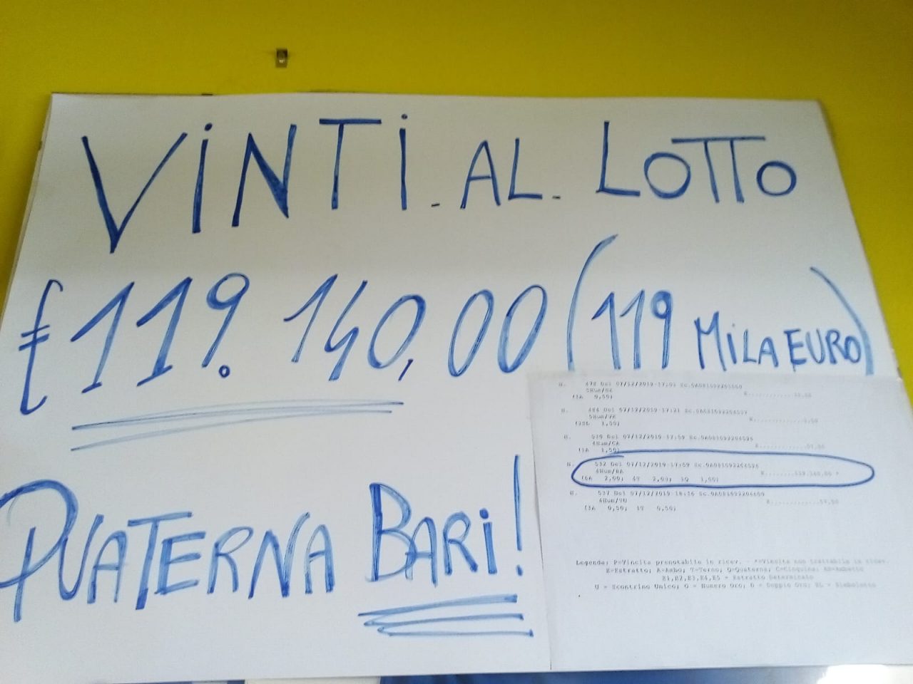 Centra la quaterna al Lotto, a Bariano vinti 119mila euro