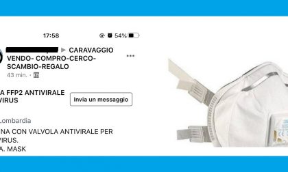 Caravaggio: 50 euro per una mascherina comprata online