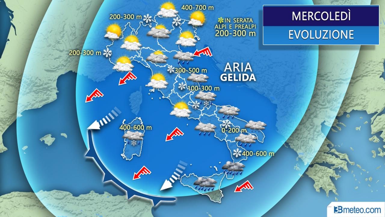 Torna l’inverno, ci aspettano 48 ore di freddo e maltempo