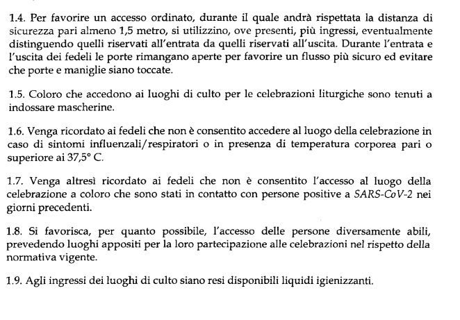 Protocollo Cei Governo messe con fedeli coronavirus fase 2