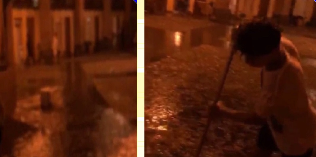 Piove e il cortile dello “Stallazzo” diventa un lago