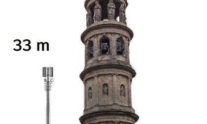 Le antenne da 34 metri e il bel campanile
