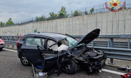 Auto contro camion in Brebemi, ferito un 40enne