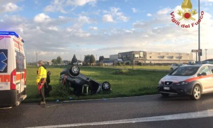 Ribaltamento sulla Cremasca, grave una donna, c'è l'elisoccorso