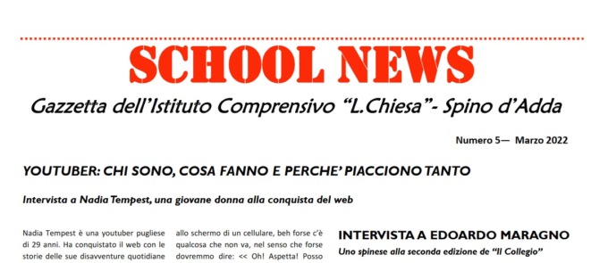Il primo numero di School news dell’anno