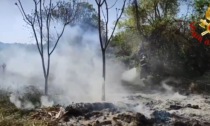 Vento e siccità: in fiamme un terreno a Urgnano, paura per il Parco del Serio