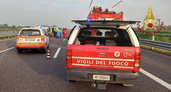 Schianto in Brebemi, un ferito trasportato in elisoccorso