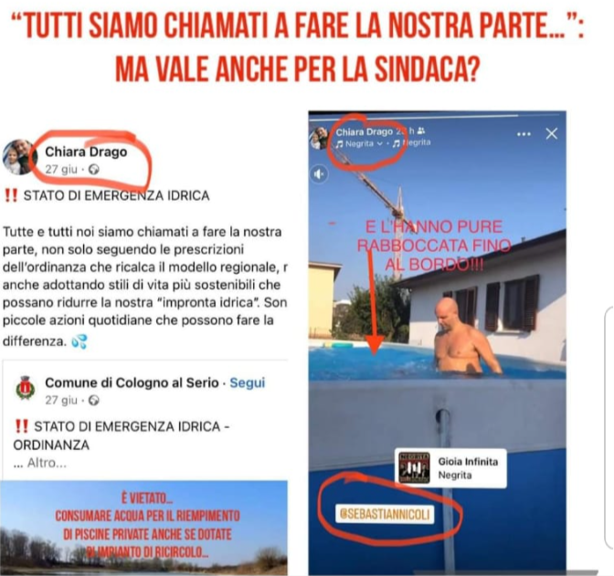 Un tuffo in piscina accende la polemica, Drago replica: “Attacco avvilente, sono senza parole”