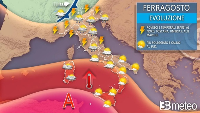 Meteo Ferragosto, rovesci in arrivo ecco dove