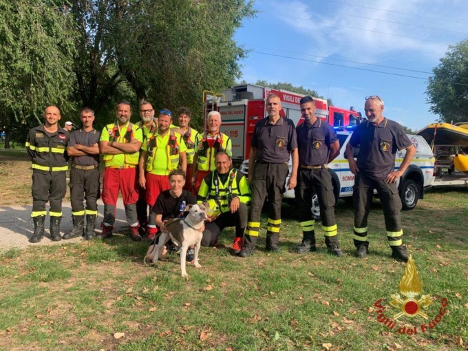 Cane finisce nel fiume, salvato dai vigili del fuoco