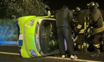 Incidente a Calcio, Smart si ribalta sulla Provinciale