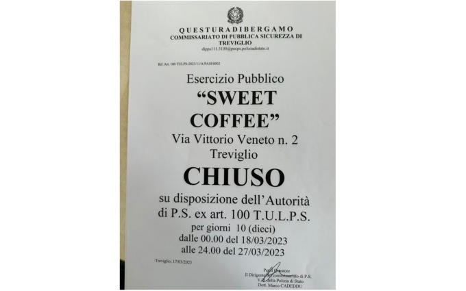 Risse e pregiudicati, la Polizia chiude un bar di Treviglio