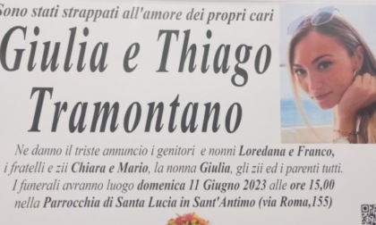 Domenica a Sant'Antimo i funerali di Giulia e Thiago