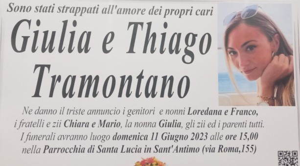 Domenica a Sant’Antimo i funerali di Giulia e Thiago