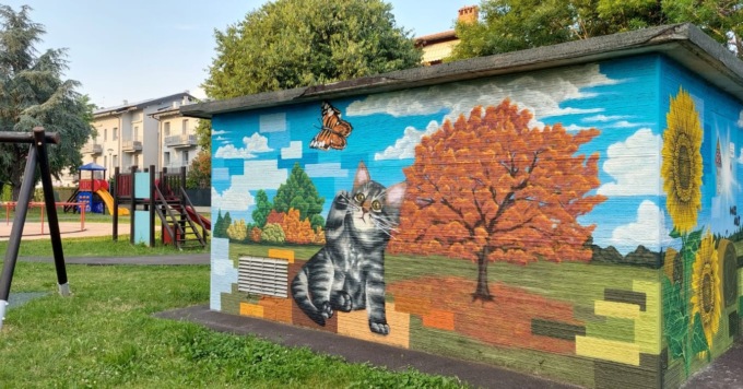 Esplosione di colore nel parco di via Verdello grazie al progetto con Wiz Art