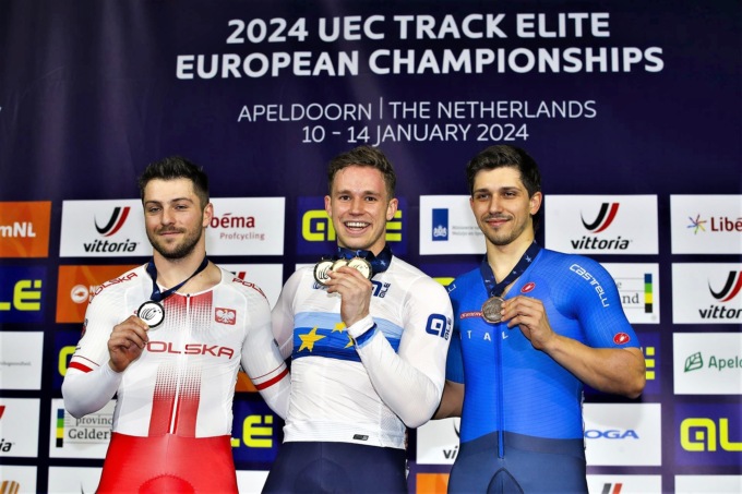 Stefano Moro ad Apeldoorn è medaglia di bronzo all’Europeo nel Keirin