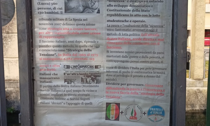 L’Anpi farese denuncia la “Strategia della tensione”: l’attacco e la replica di Fratelli d’Italia
