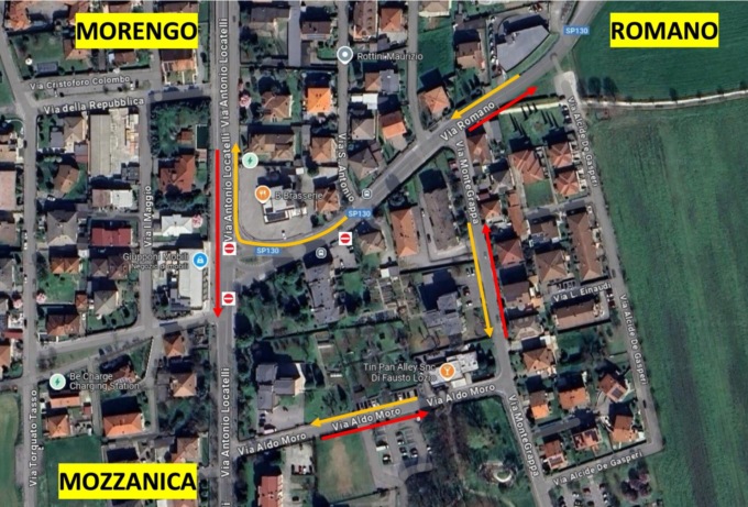 Conclusa la prima fase del cantiere, cambia la mobilità alla rotatoria tra Bariano e Romano