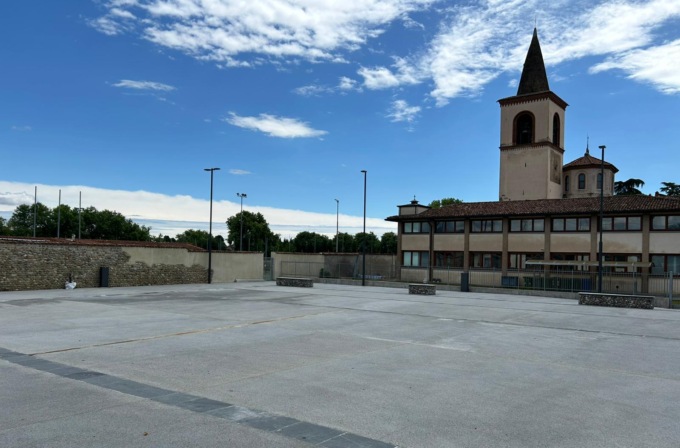 Conclusi i lavori nell’area ex Tasso, la nuova piazza di Basella intitolata a Medea Colleoni