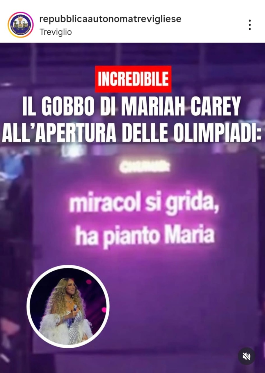 Alla cerimonia di apertura delle Olimpiadi cosa avrà cantato Mariah Carey? Ovviamente, "Miracol si grida"